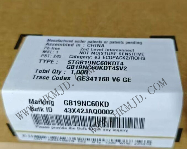 意法半導(dǎo)體功率晶體管_STGB19NC60KDT4_短路保護IGBT 20 A、600 V